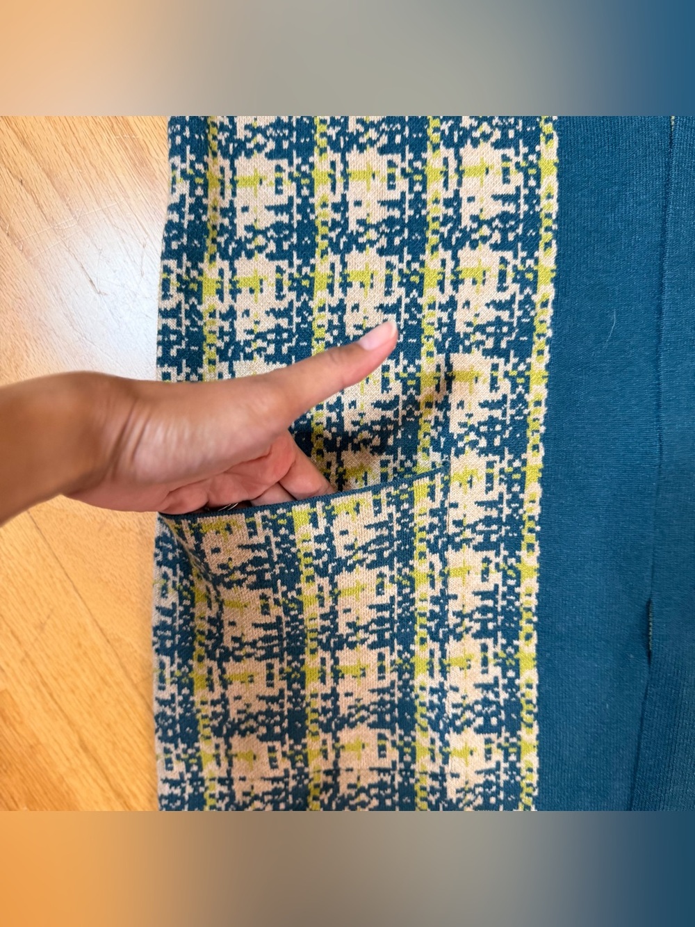 Christian Siriano NWT Plaid Open Front Long Cardigan Sweater Teal Multi L Preppy - Picture 9 of 12